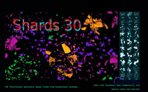 30个碎片、破碎效果纹理PS笔刷下载-玩吧资源站