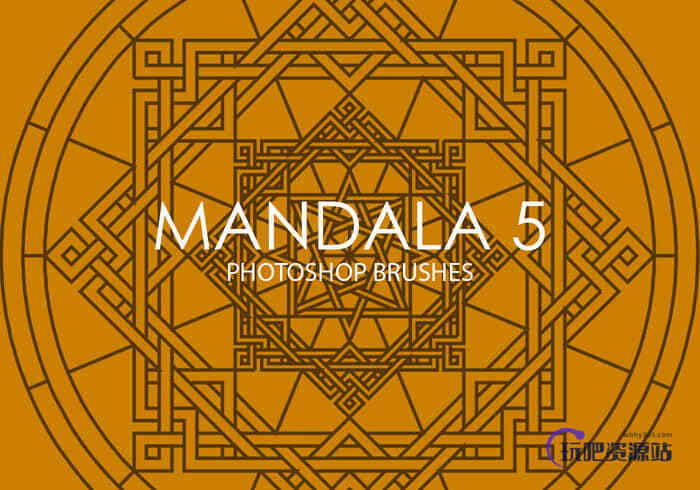 Mandala式古典宗教图案Photoshop印花笔刷下载