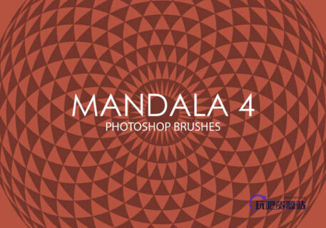 简洁复古式旋转对称背景图案PS笔刷下载Mandala系列-玩吧资源站