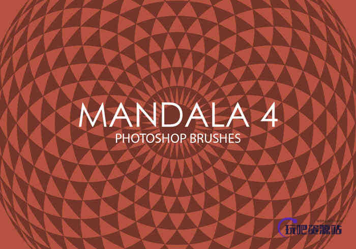 简洁复古式旋转对称背景图案PS笔刷下载Mandala系列