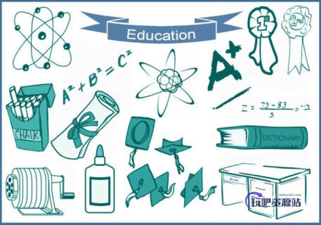 20种教育、教学、学校、学习相关元素的图形ps笔刷下载-玩吧资源站