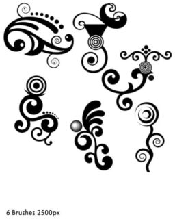非主流艺术卷曲花纹PS印花笔刷-玩吧资源站