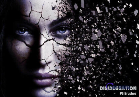 20种解体、破碎、裂开、分裂、解散、碎片分解效果PS笔刷下载-玩吧资源站
