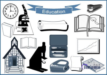 20种学习元素、学校相关图形Photoshop笔刷下载-玩吧资源站