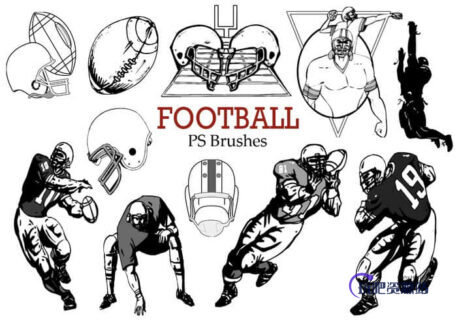 20个橄榄球、美式足球图形元素PS笔刷下载-玩吧资源站