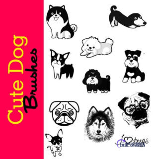可爱的卡通狗Photoshop图形素材笔刷-玩吧资源站