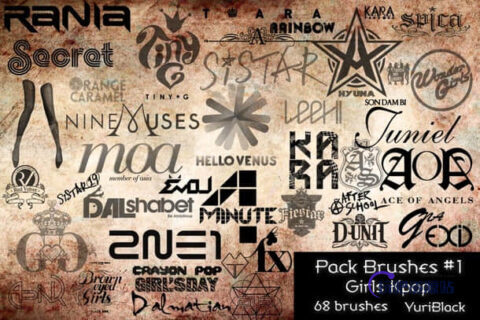 韩国流行音乐乐队图形元素PS笔刷下载-玩吧资源站