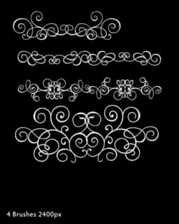 漂亮的线条花艺花纹图案photoshop笔刷-玩吧资源站