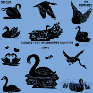 天鹅剪影、大白鹅剪贴画Photoshop鸳鸯笔刷-玩吧资源站