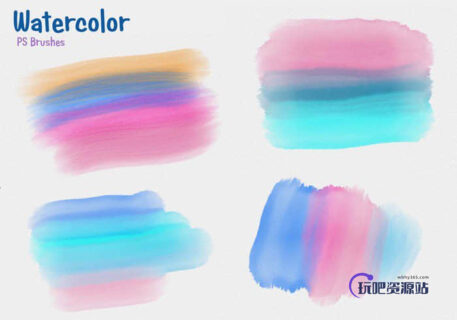20个水彩笔触PS笔刷-玩吧资源站