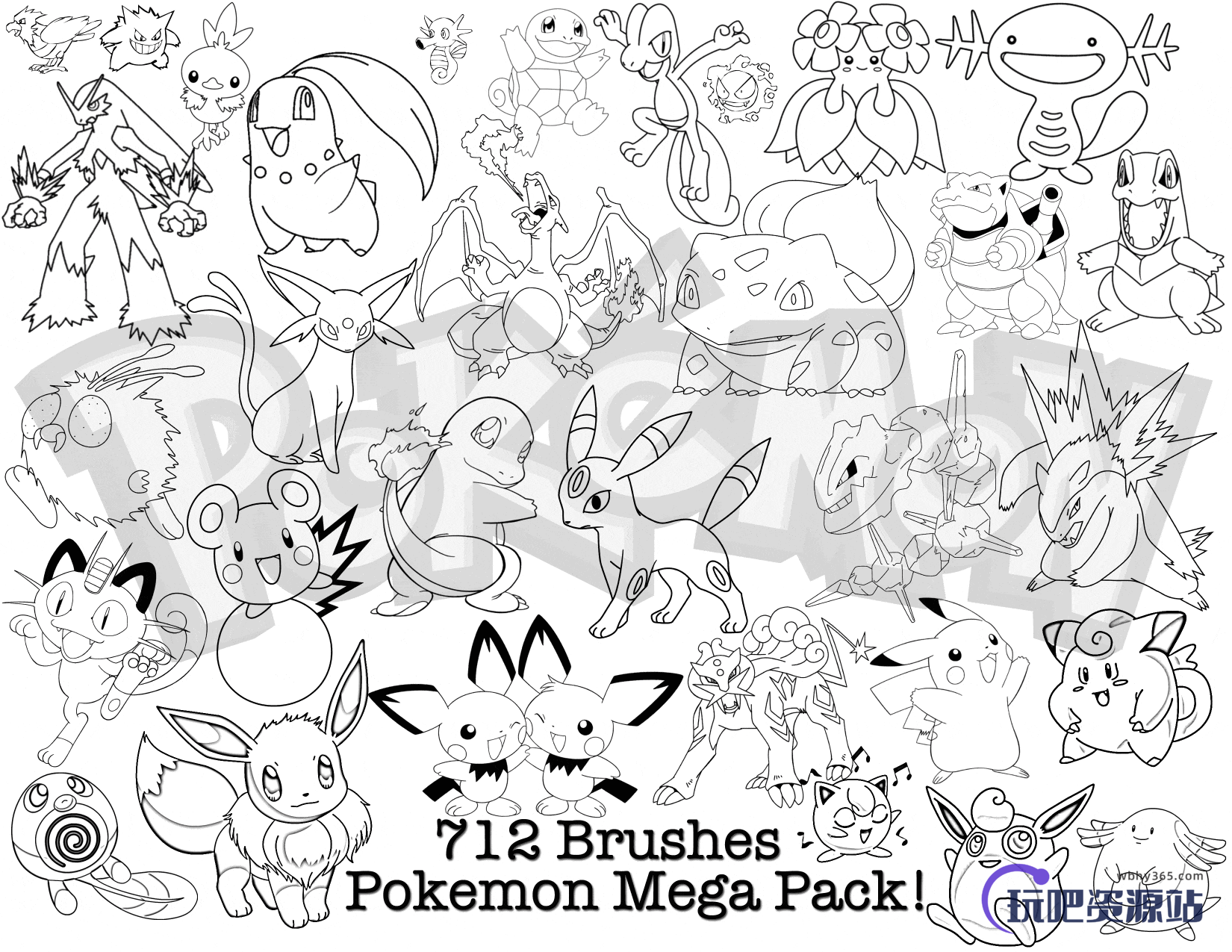 宠物小精灵（Pokemen GO）线框图形PS笔刷素材