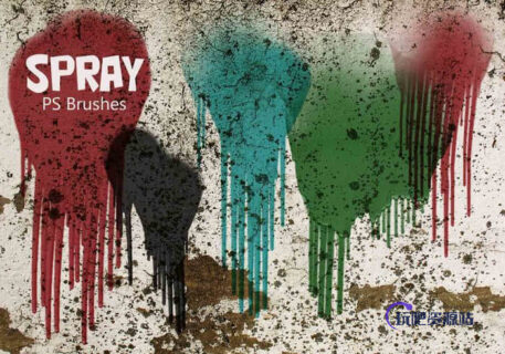 20种油漆、水墨喷溅滴溅效果Photoshop笔刷素材-玩吧资源站