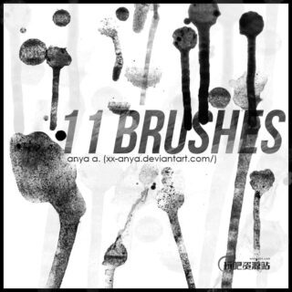 液体滴溅流淌效果、血液、血迹、水墨滴溅痕迹PS笔刷下载-玩吧资源站