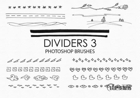 15种手绘回文、云朵、星星、爱心、眼睛等小标记、小图案Photoshop笔刷下载-玩吧资源站