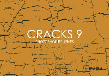 地面裂纹、裂缝纹理PS龟裂笔刷-玩吧资源站