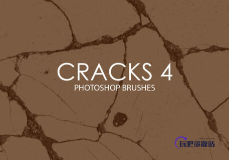 15种墙体、路面裂缝、开裂效果Photoshop纹理笔刷-玩吧资源站
