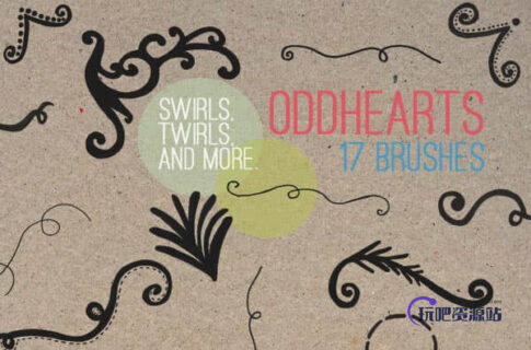 手绘涂鸦线条花纹艺术PS笔刷素材下载-玩吧资源站
