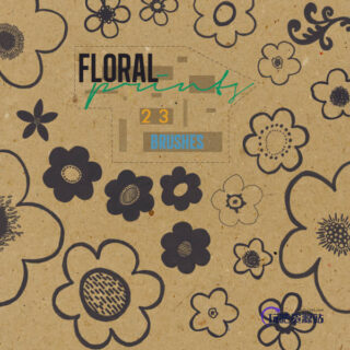 可爱涂鸦小花朵PS童趣笔刷-玩吧资源站