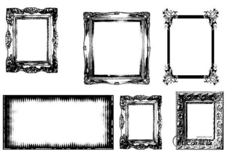 复古式画框、相框图形元素photoshop自定义形状素材 .csh 下载-玩吧资源站
