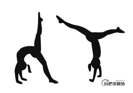 翻滚的体操女孩Photoshop自定义形状剪影素材-玩吧资源站