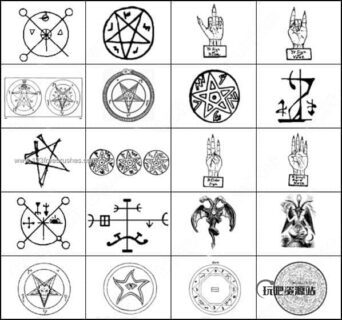 古代的巫术、恶魔符号Photoshop笔刷素材-玩吧资源站
