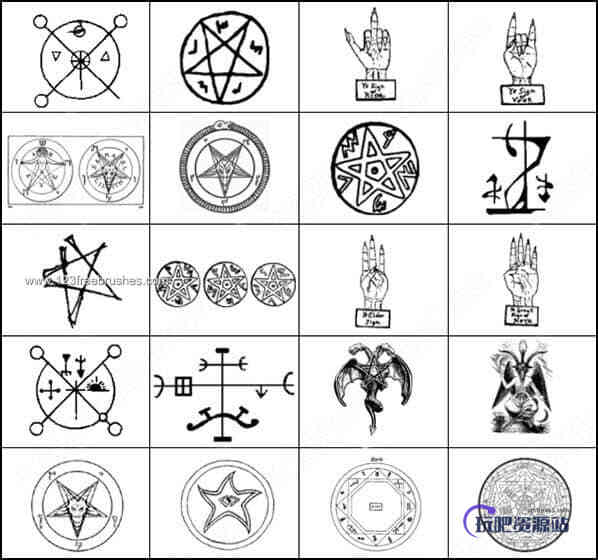 古代的巫术、恶魔符号Photoshop笔刷素材