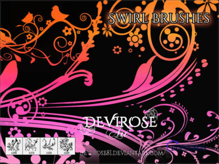 漂亮的鸟语花香式植物花纹艺术图案Photoshop印花笔刷-玩吧资源站