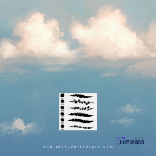 CG模拟天空白云、云彩、云层、天空云雾效果Photoshop云笔刷素材-玩吧资源站