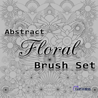 20种抽象式花卉图案、鲜花线框图案Photoshop笔刷素材-玩吧资源站