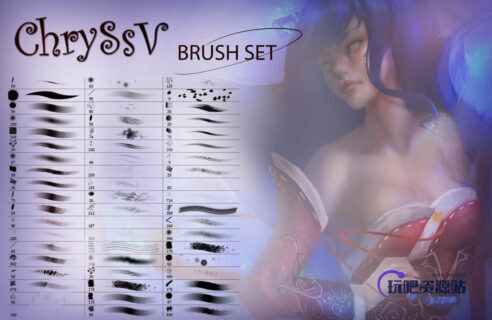 超级CG数字艺术绘画PS笔刷素材下载-玩吧资源站