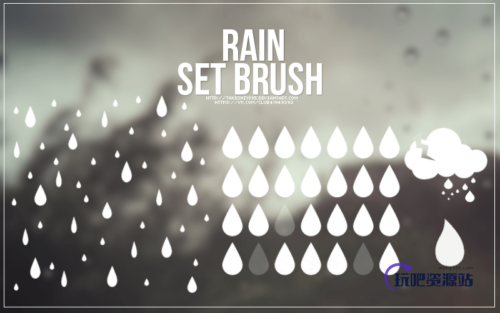 可爱雨点造型Photoshop笔刷素材下载-玩吧资源站