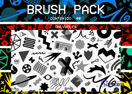 卡哇伊元素图形PS可爱装扮笔刷-玩吧资源站