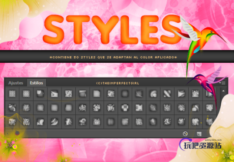 时尚靓丽背景图案Photoshop图层样式.asl文件素材下载-玩吧资源站