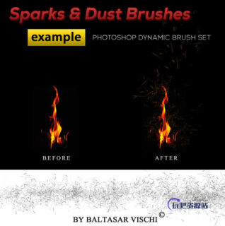 火焰、火苗燃烧的火星效果PS笔刷下载-玩吧资源站