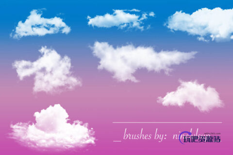 真实高空白云效果Photoshop云层笔刷下载-玩吧资源站