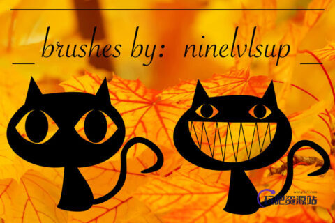 呆萌、萌宠的可爱猫咪PS卡通美图笔刷-玩吧资源站