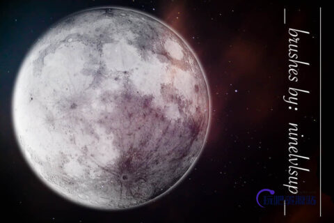 满月的月亮、巨大月球Photoshop月亮笔刷素材-玩吧资源站