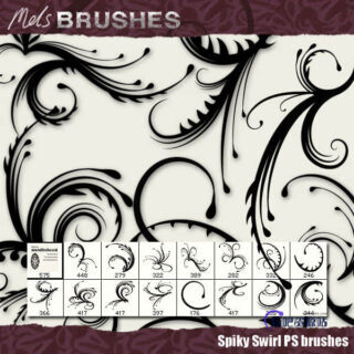 漩涡蕨类植物花纹图案PS笔刷免费下载-玩吧资源站