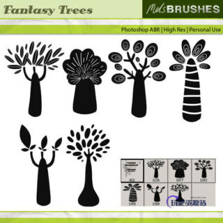 可爱创意卡通树木Photoshop童趣笔刷-玩吧资源站