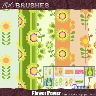 9种鲜花花朵背景图案Photoshop图案底纹素材.pat-玩吧资源站