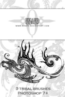 欧式魔幻刺青纹饰图案Photoshop笔刷素材下载-玩吧资源站