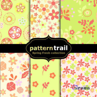 小清新灿烂花朵纹饰Photoshop填充素材pat文件下载-玩吧资源站