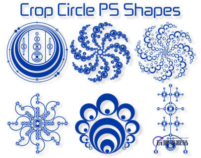 复古科学元素圆圈组合图形photoshop自定义形状素材 .csh 下载-玩吧资源站