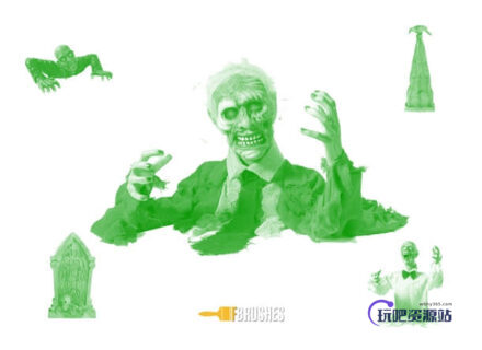 恐怖的僵尸、丧尸先生Photoshop笔刷下载-玩吧资源站