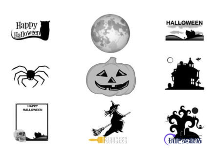 万圣节卡通饰品Photoshop鬼节笔刷-玩吧资源站
