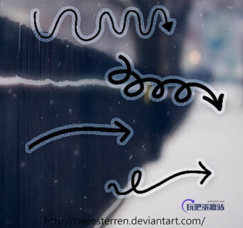有趣的箭头涂鸦标记Photoshop笔刷下载-玩吧资源站