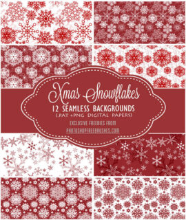 12种圣诞节雪花图案背景装饰Photoshop填充素材-玩吧资源站