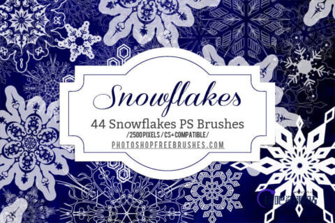 44种高清雪花图案纹饰Photoshop圣诞节花纹笔刷-玩吧资源站