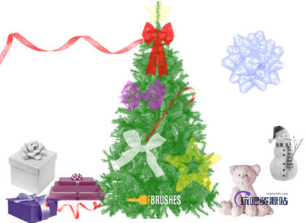 圣诞节元素饰品PS免费素材下载-玩吧资源站