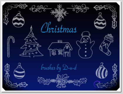 圣诞节童趣手绘涂鸦Photoshop笔刷下载-玩吧资源站